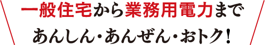 一般住宅から業務用電力まであんしん・あんぜん・おトク！